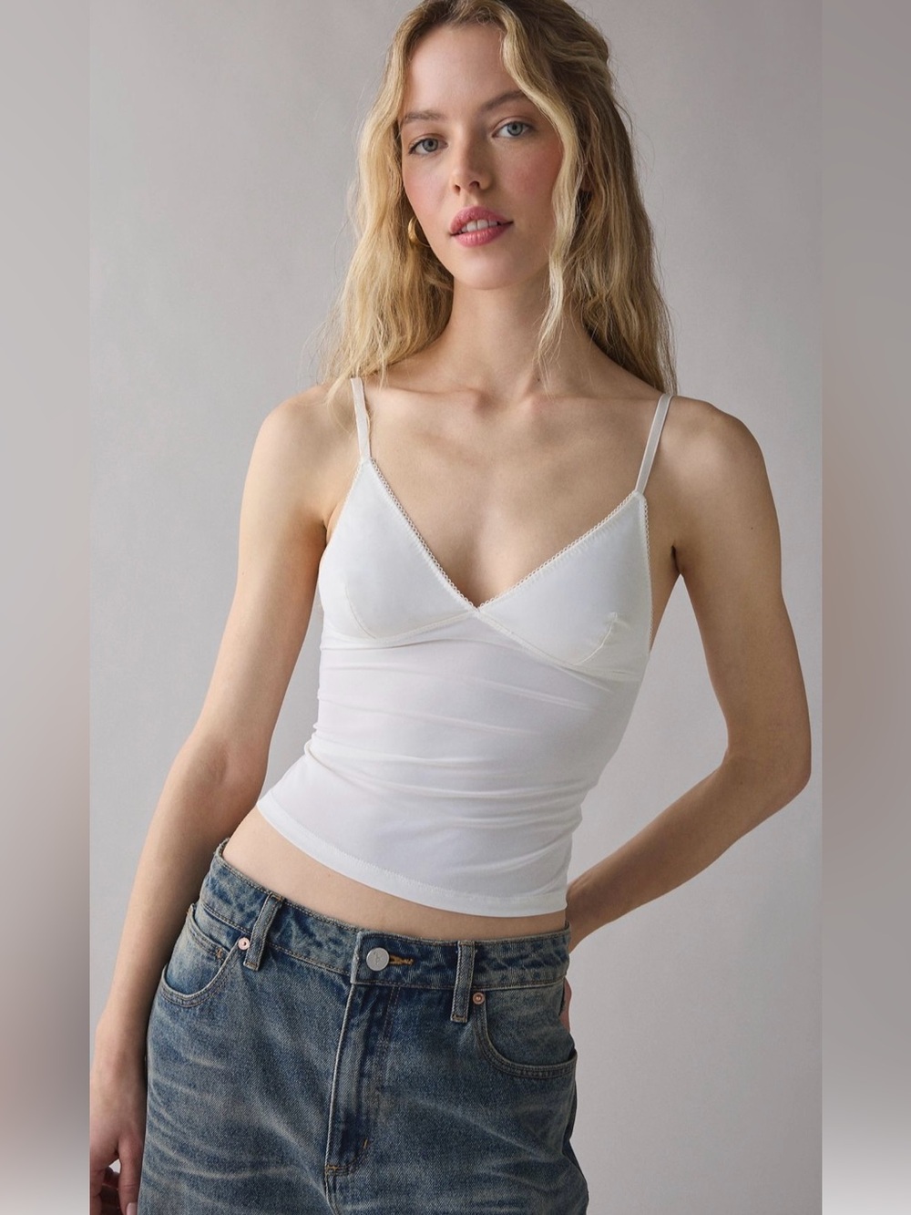 URBAN OUTFITTERS Out From Under Je T'aime Mesh Slim Cami Tank Top Sz M white NWT